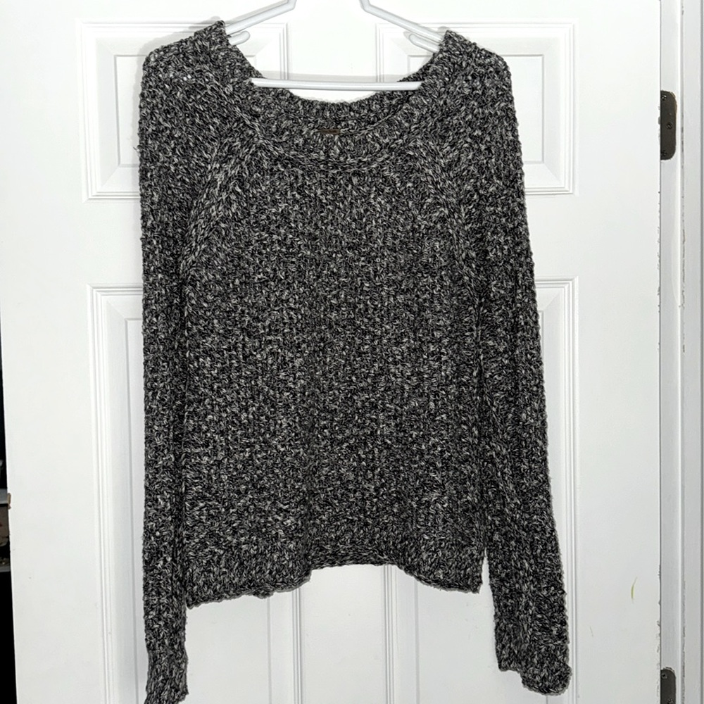 Free people knit sweater marbled gray Small